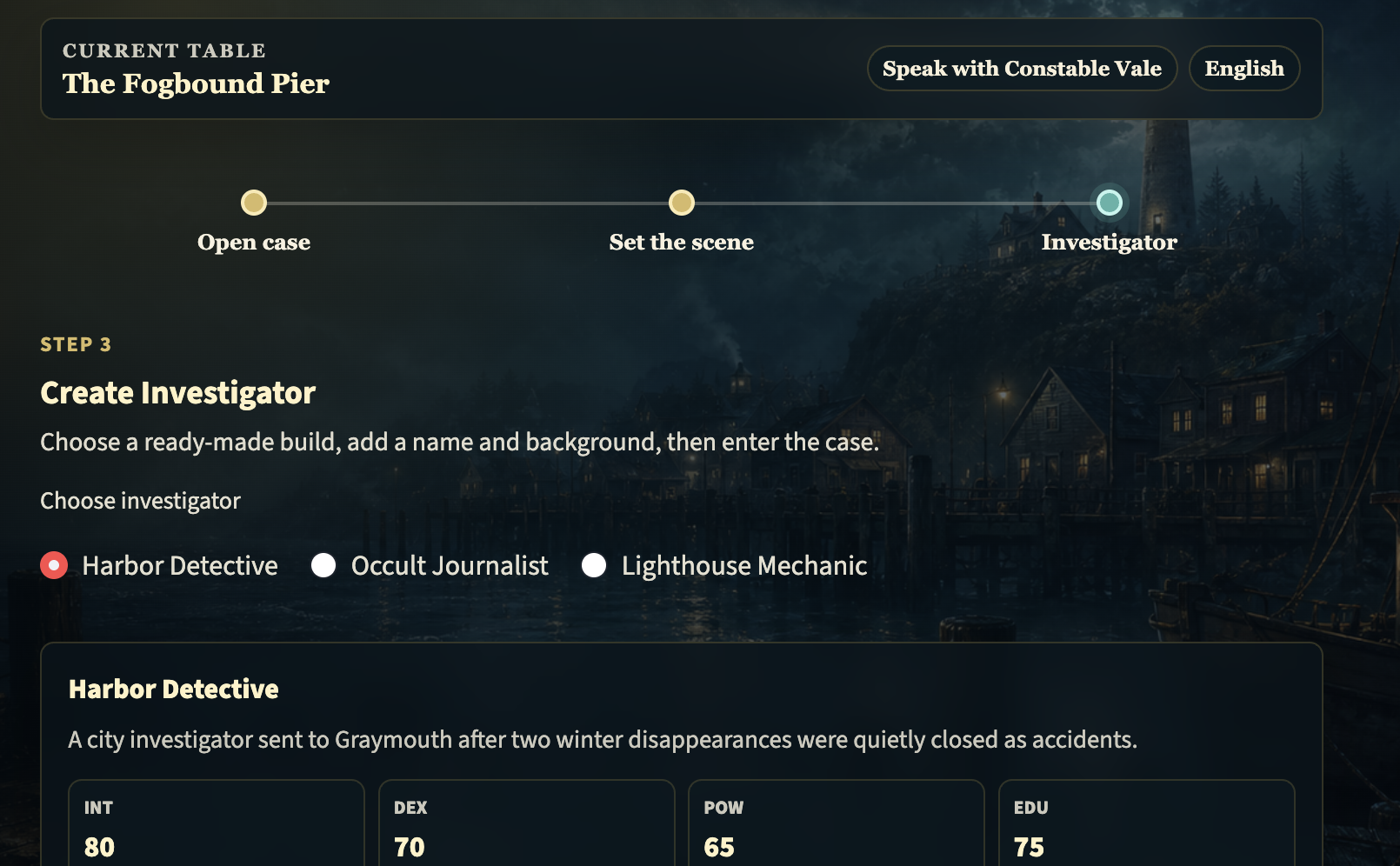 Branching Storytelling Agent demo screen